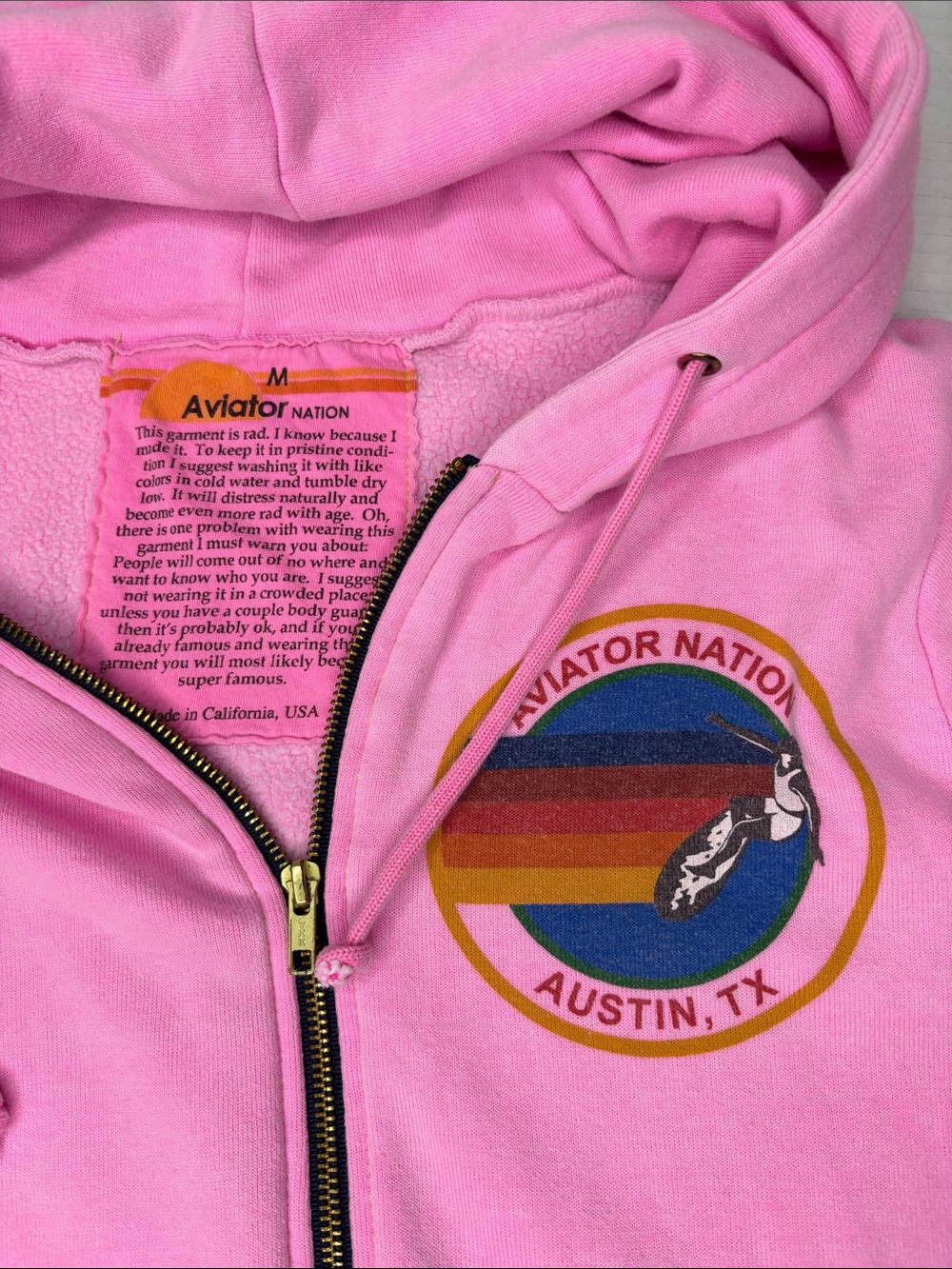 Aviator nation Pink Rainbow Patch Zip Hoodie - Picture 5 of 8